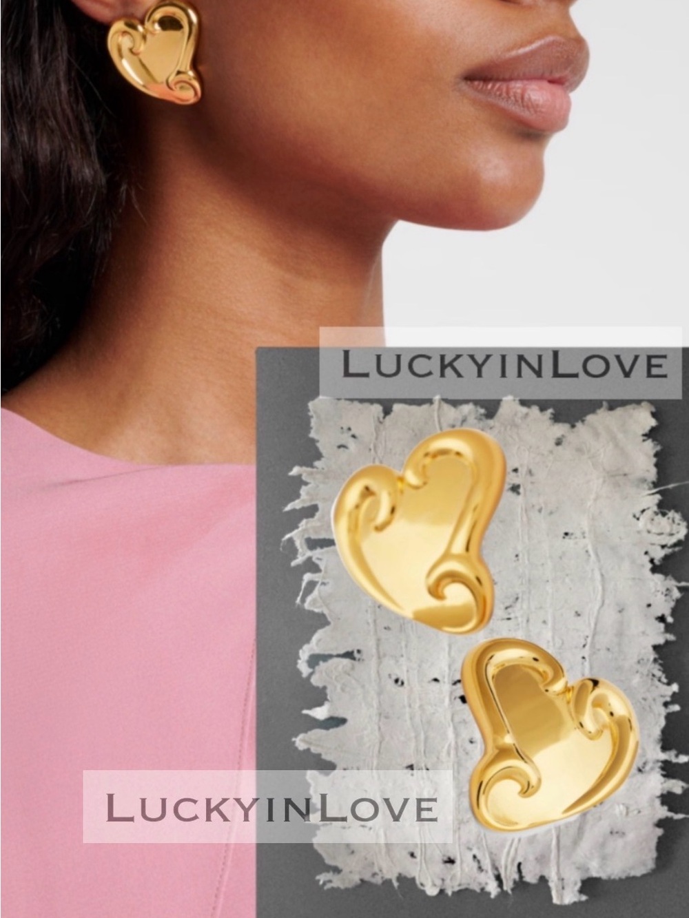 Oscar de la Renta • Scrolling Heart Gold Earrings